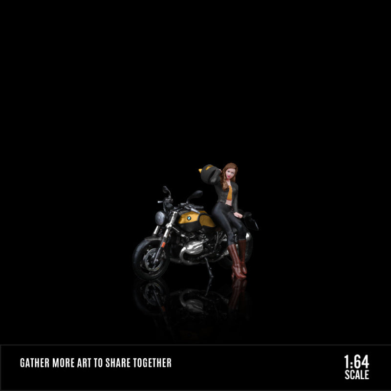 MoreArt 1:64 BMW R nineT Black & Gold Motorcycle Lady Resin Figure Set MODCOLS