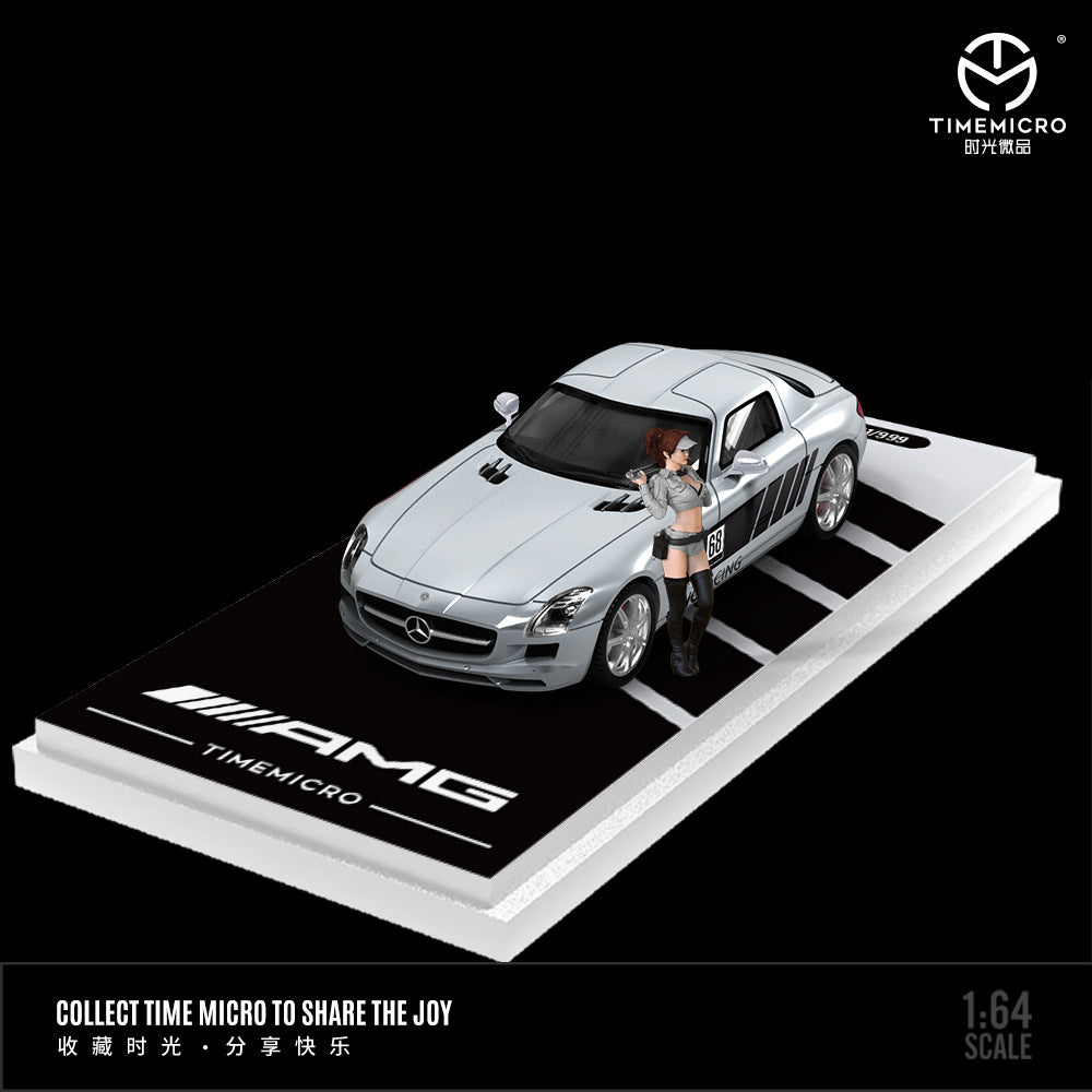 TimeMicro 1:64 H300 Flatbed Transport Trailer & Mercedes Benz SLS Diecast Set MODCOLS
