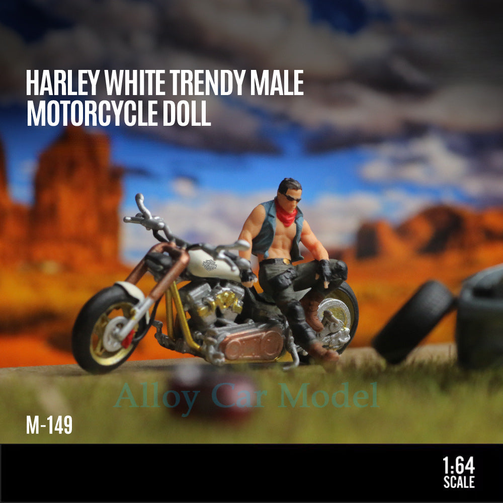 MoreArt 1:64 Harley White Biker Resin Figure Set MODCOLS