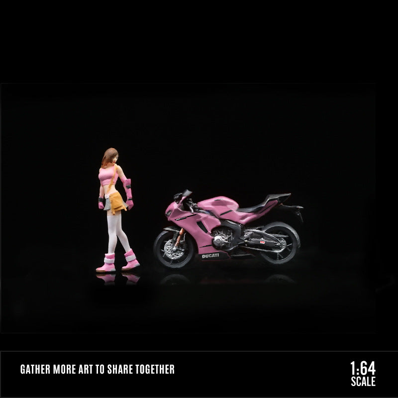 MoreArt 1:64 Flame Motorcycle & Leather Biker Girl Resin Figure MODCOLS