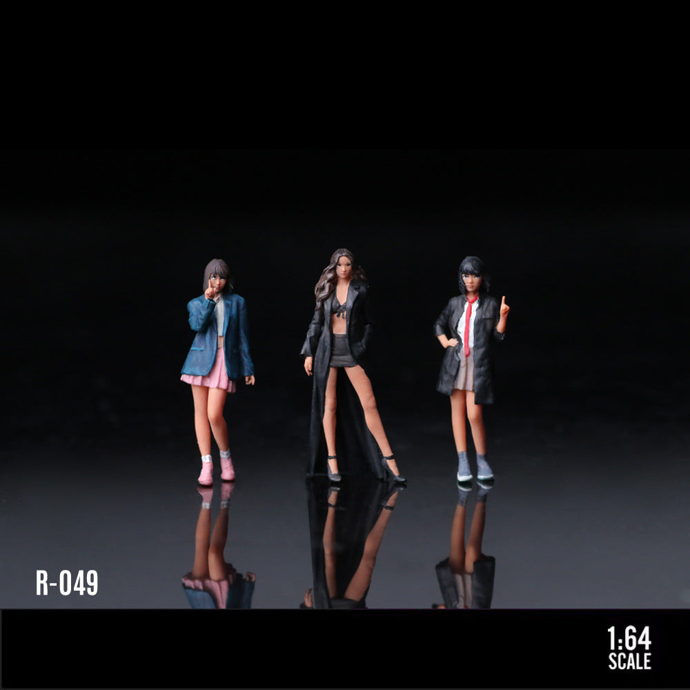 MoreArt 1:64 Trench Coat Stylish Female Resin Figure Set MODCOLS