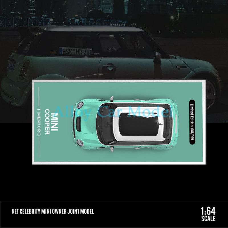 TIMEMICRO 1:64 BMW MINI Owner Edition Diecast Model | Deep Blue Light Green MODCOLS
