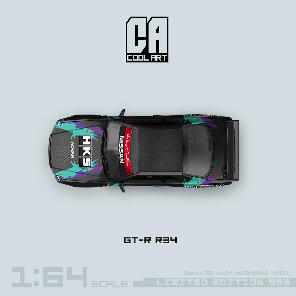 COOL ART 1:64 Nissan GT R R34 HKS Open Hood Die cast Model MODCOLS