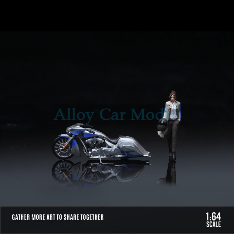 MoreArt 1:64 Honda SLAMMER Silver Blue Decal Motorcycle Figurine Resin Model Set MODCOLS