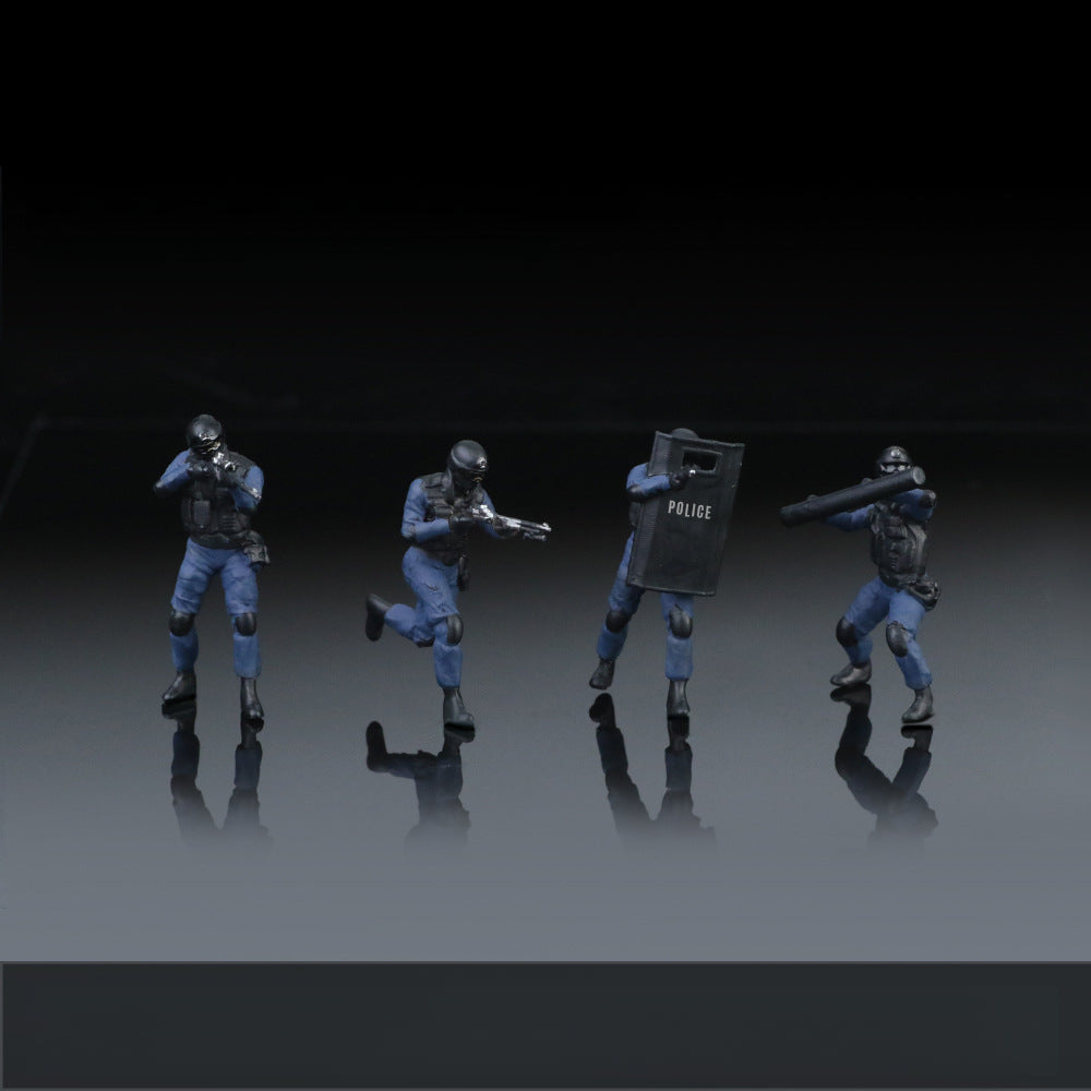 MoreArt 1:64 Armed Police Figurine Set C – Collectible Resin Model
