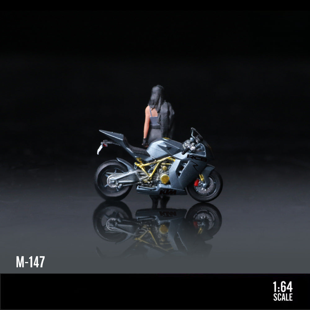 MoreArt 1: 64KTM1190 Grey Motorcycle Girl Resin Figure Set MODCOLS