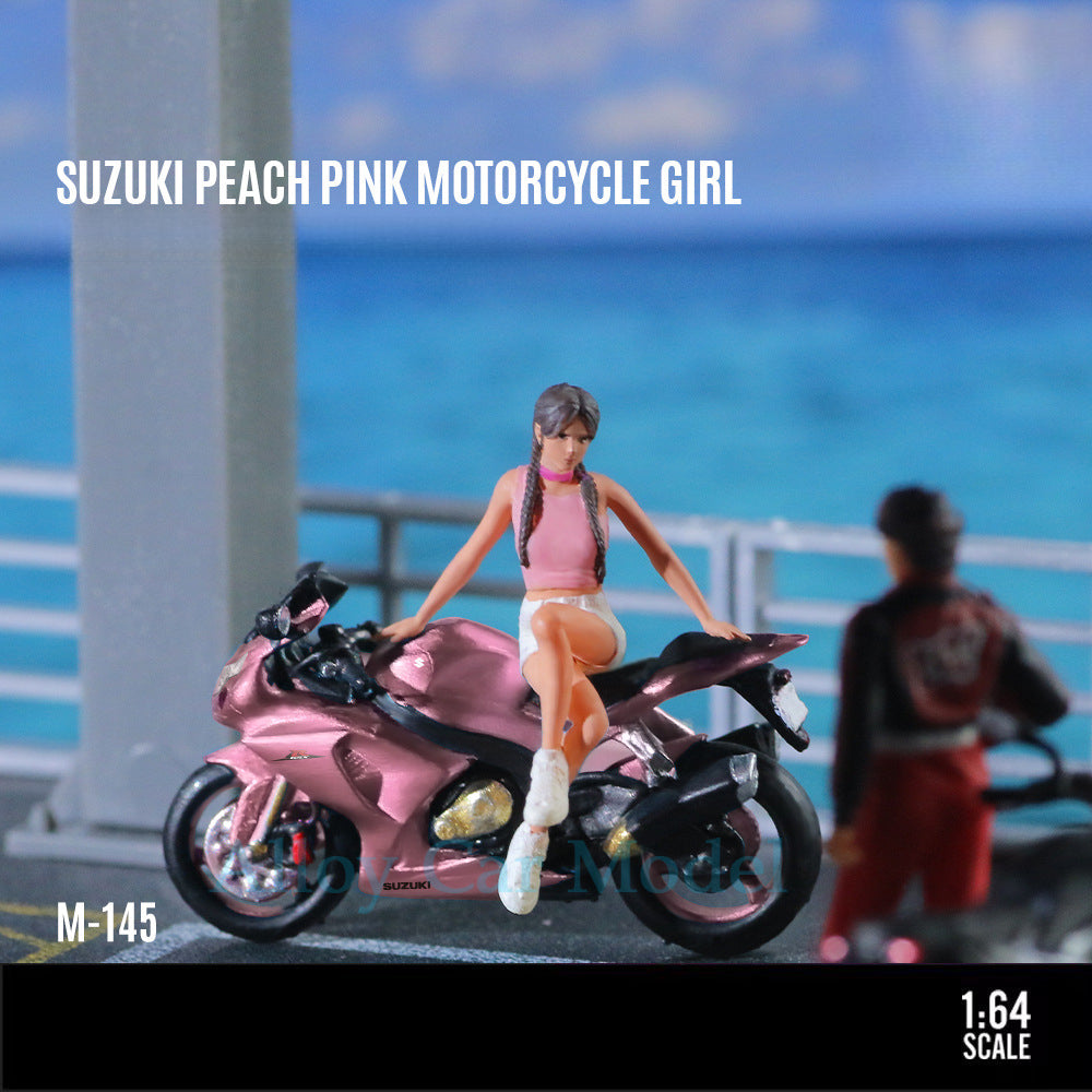 MoreArt 1:64 Suzuki Peach Pink Motorcycle Girl Resin Model Set MODCOLS