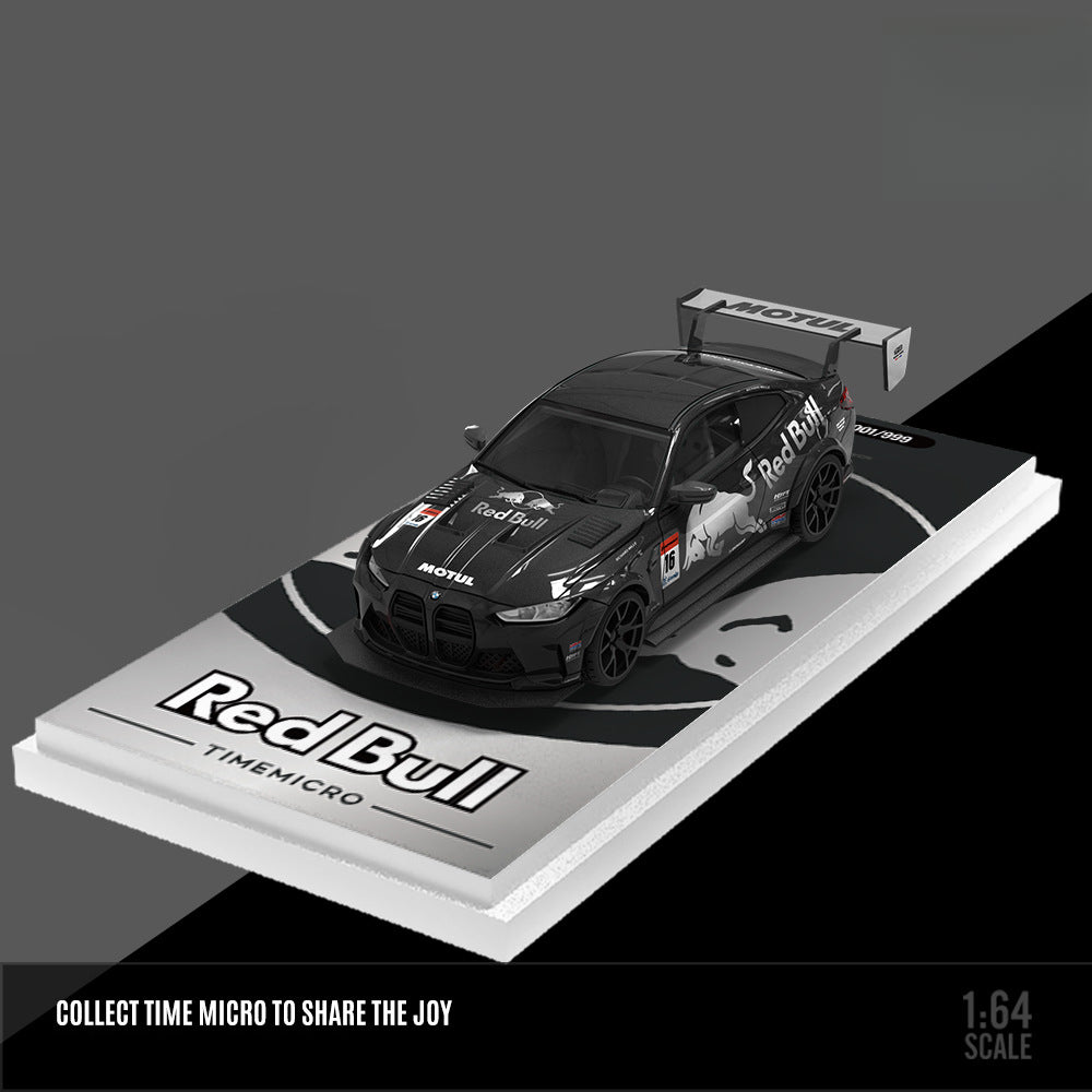 TIMEMICRO 1:64 BMW M4 Modified Red Bull Silver Bull Diecast Car Model MODCOLS