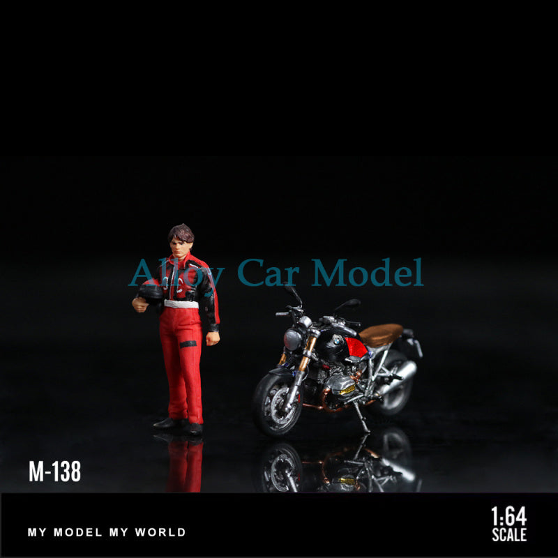 MoreArt 1:64 BMW R nineT Black & Red Motorcycle Figure – Resin Collectible MODCOLS