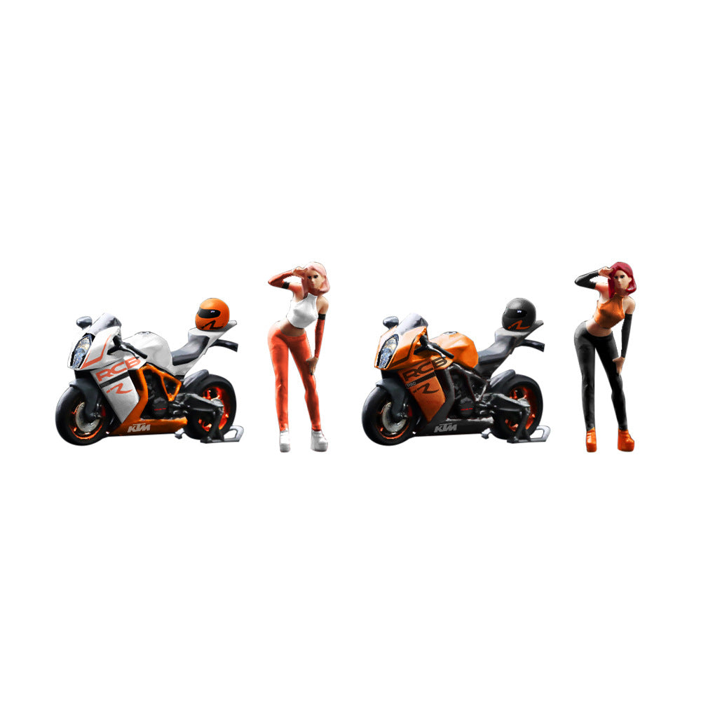 MOREART 1:64 KTM1190 Motorcycle with Rider Resin Figure Model Set