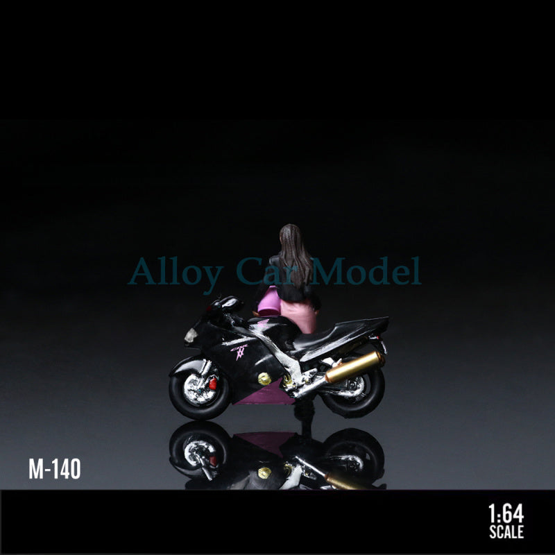 MoreArt 1:64 Honda CBR1100XX Black & Pink with Sky Blue Motorcycle Girl Resin Model MODCOLS