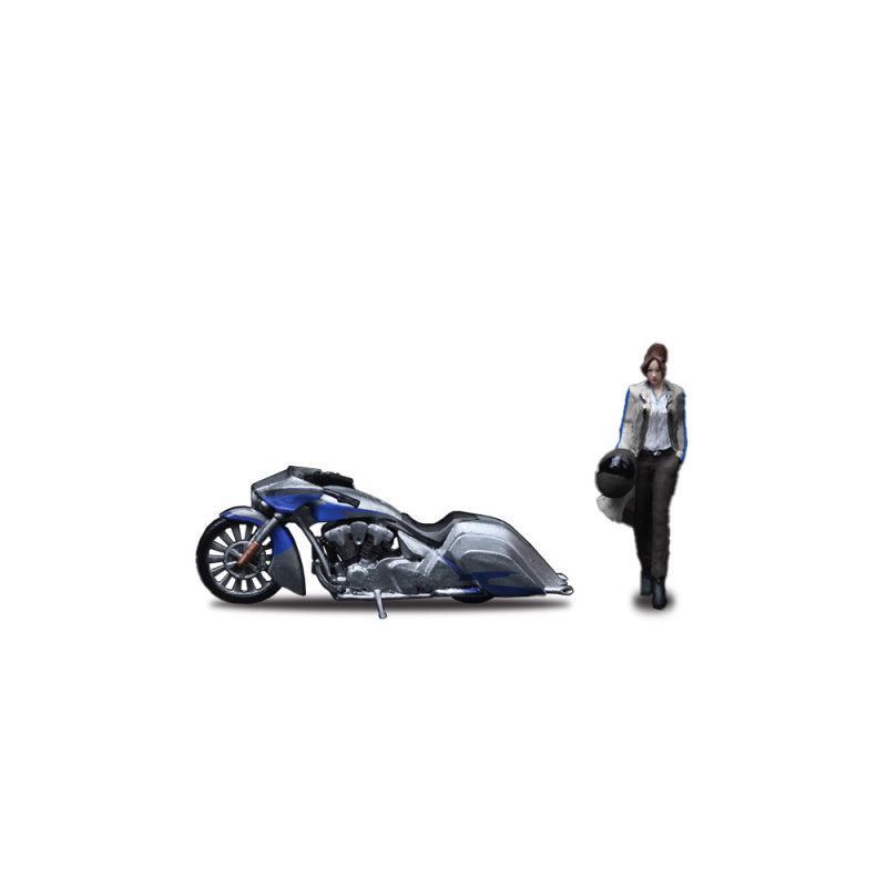 MoreArt 1:64 Honda SLAMMER Silver Blue Decal Motorcycle Figurine Resin Model Set MODCOLS