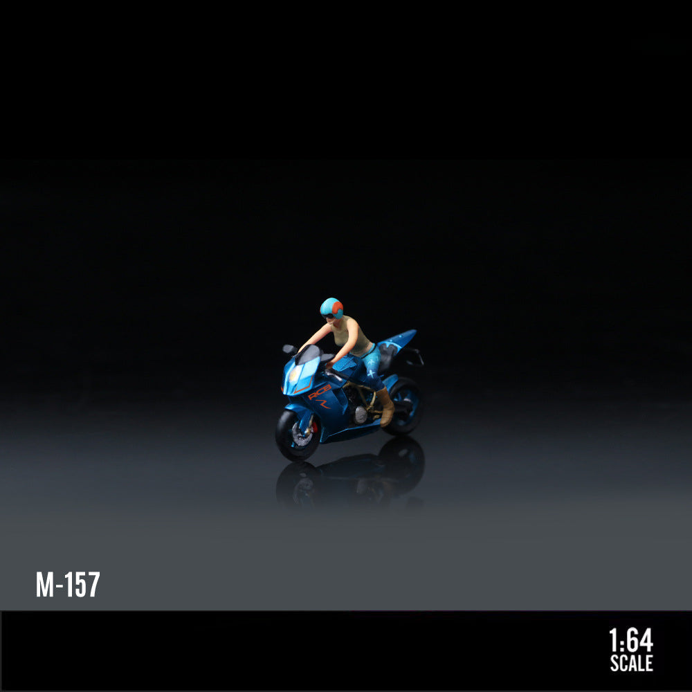 MoreArt 1:64 KTM1190 Bright Blue Motorcycle Girl Resin Figure Set MODCOLS