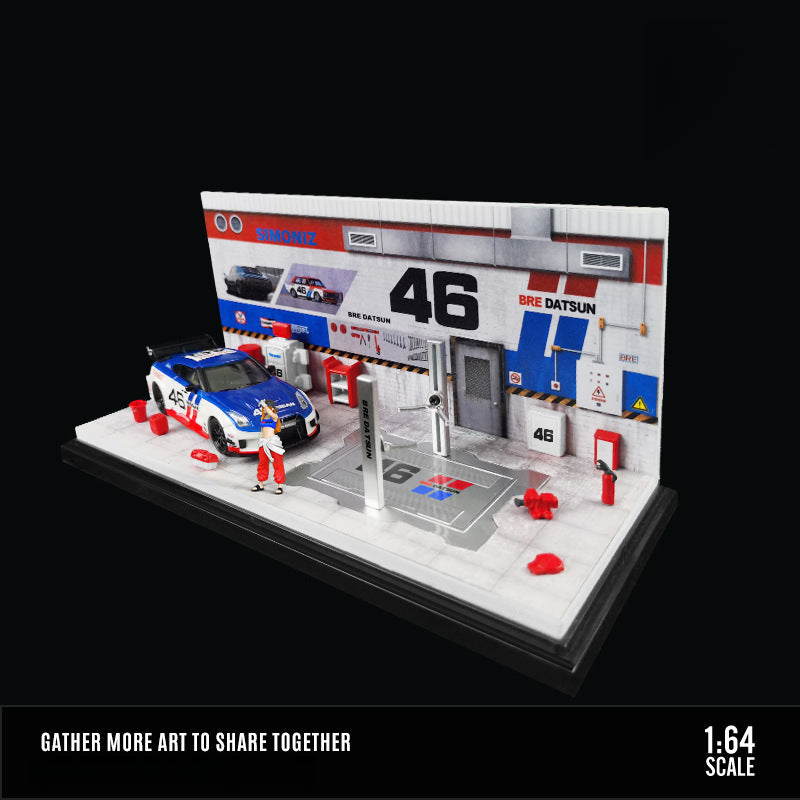 MoreArt 1:64 Nissan & Toyota HKS Auto Repair Workshop Diorama MODCOLS
