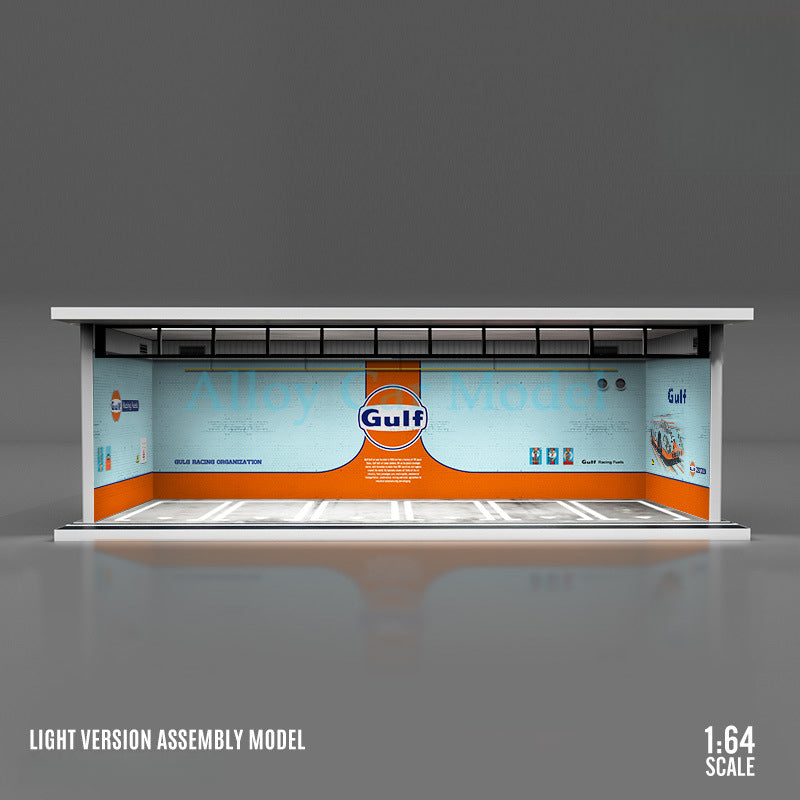 MoreArt 1:64 Gulf Oil Lighted HKS Advan Diorama Model Scene DIY MODCOLS