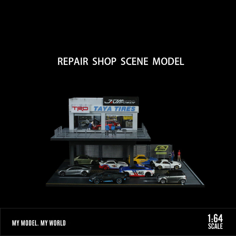 MoreArt 1:64 Repair Shop & Steel Platform Garage Scene Model MODCOLS