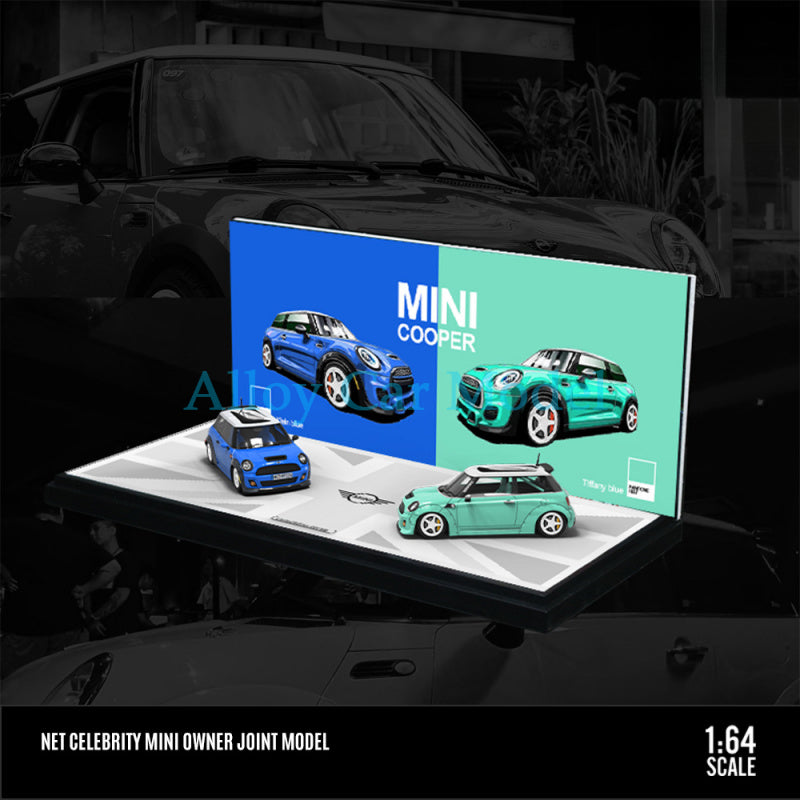 TIMEMICRO 1:64 BMW MINI Owner Edition Diecast Model | Deep Blue Light Green MODCOLS