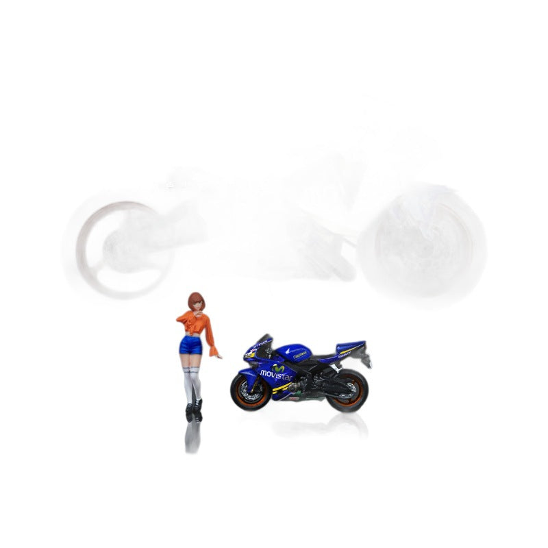 MoreArt 1:64 Honda CBR600RR Blue Girl Motorcycle Figurine Resin Model Set MODCOLS