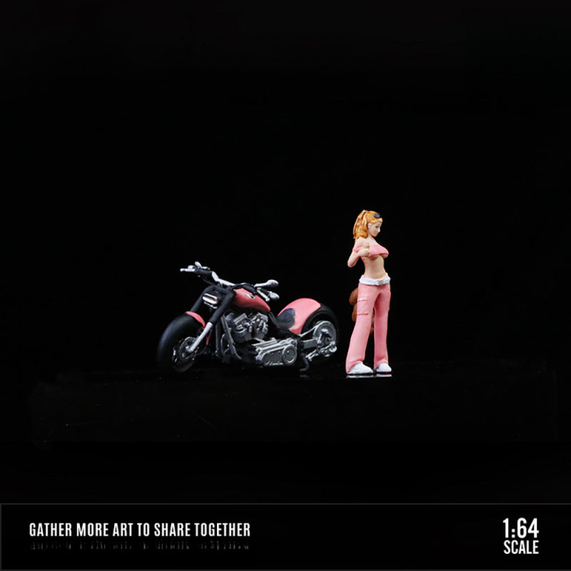 MoreArt 1:64 Little Bear Girl Motorcycle Figurine Resin Model Set MODCOLS