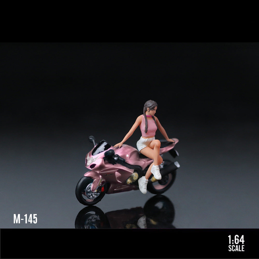 MoreArt 1:64 Suzuki Peach Pink Motorcycle Girl Resin Model Set MODCOLS