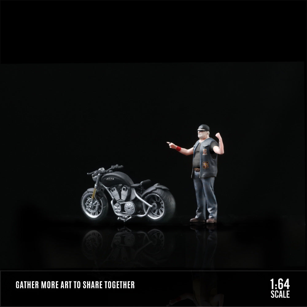 MoreArt 1:64 Flame Motorcycle & Leather Biker Girl Resin Figure MODCOLS