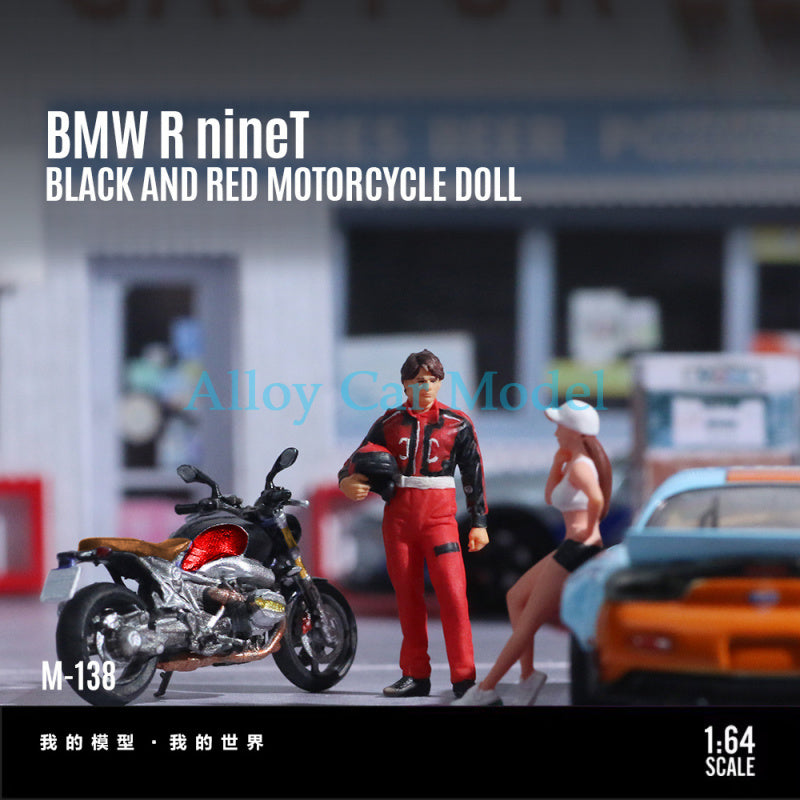 MoreArt 1:64 BMW R nineT Black & Red Motorcycle Figure – Resin Collectible MODCOLS