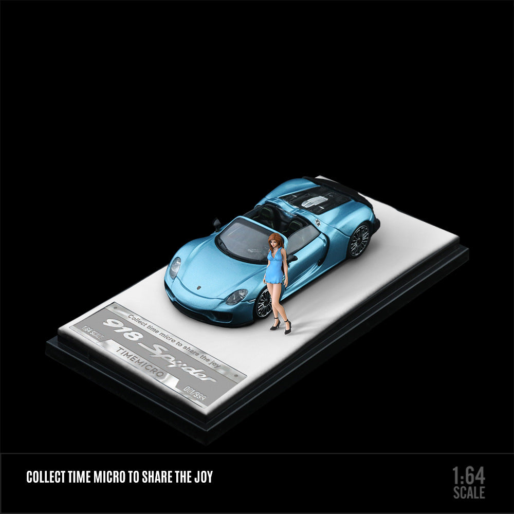 TIMEMICRO 1:64 Porsche 918 Model | Electro Blue & Metallic Green Die Cast MODCOLS