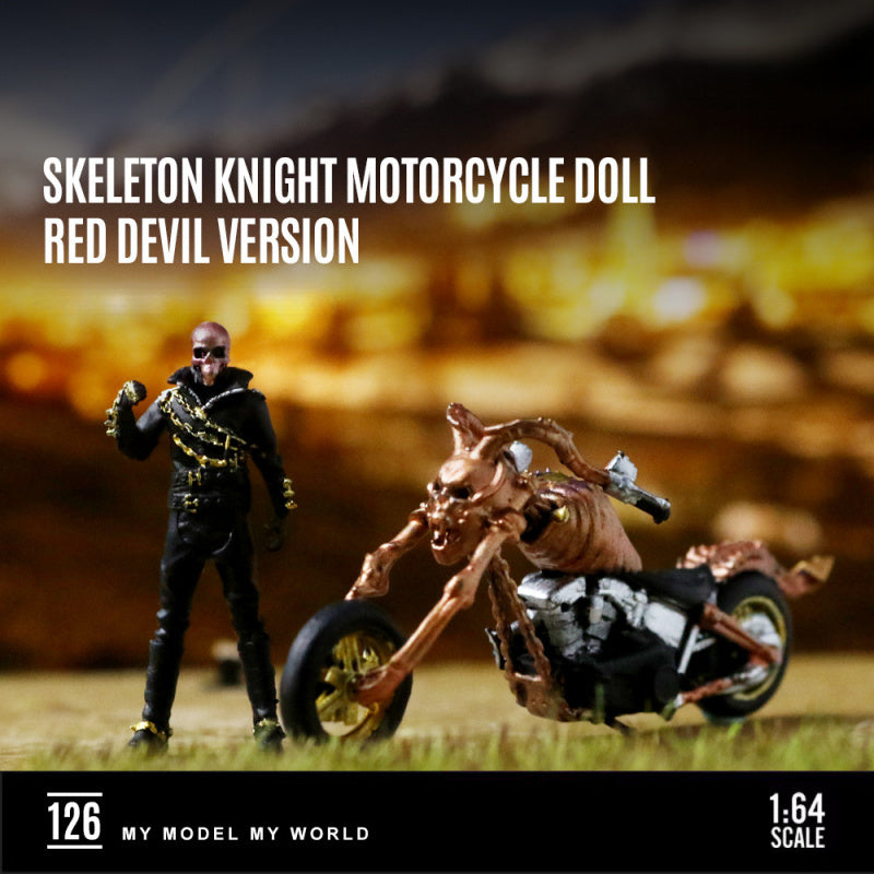 MoreArt 1:64 Skeleton Rider Motorcycle Figurine Resin Model MODCOLS