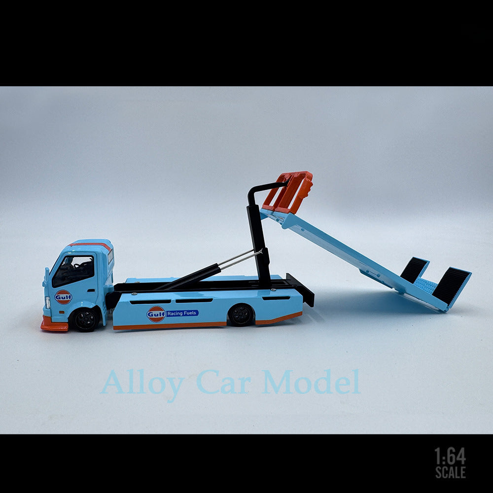 TimeMicro 1:64 H300 Flatbed Transport Trailer Gulf Oil & ADVAN Diecast Model MODCOLS