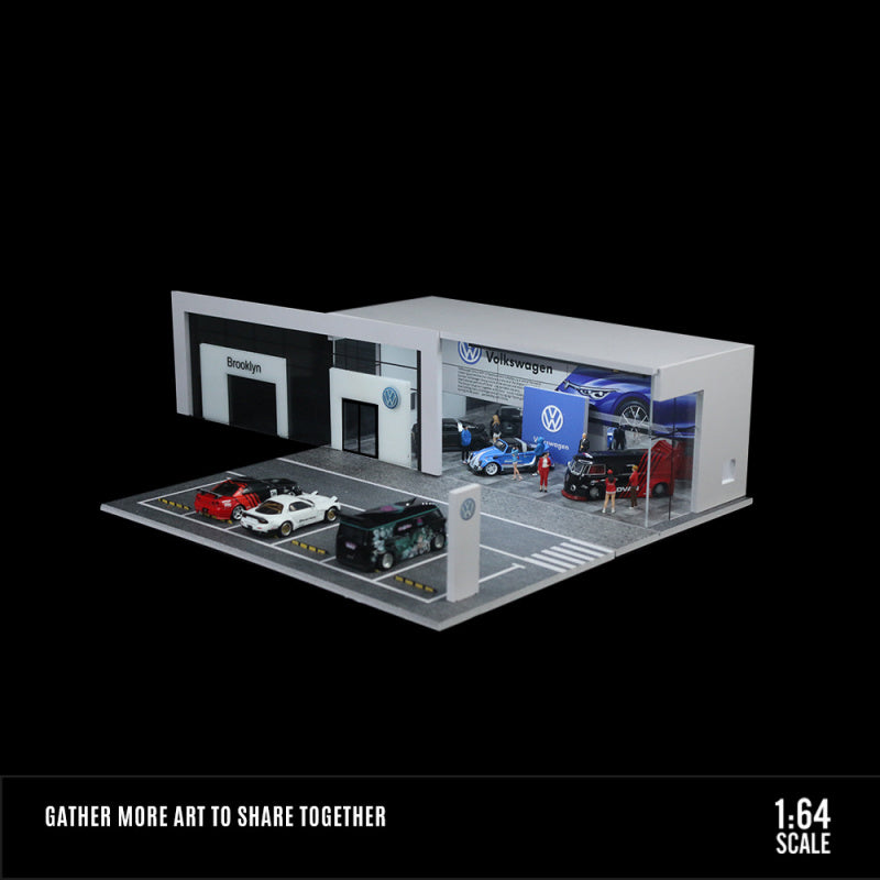 MoreArt 1:64 Volkswagen 4S Showroom Lighted Scene Model MODCOLS