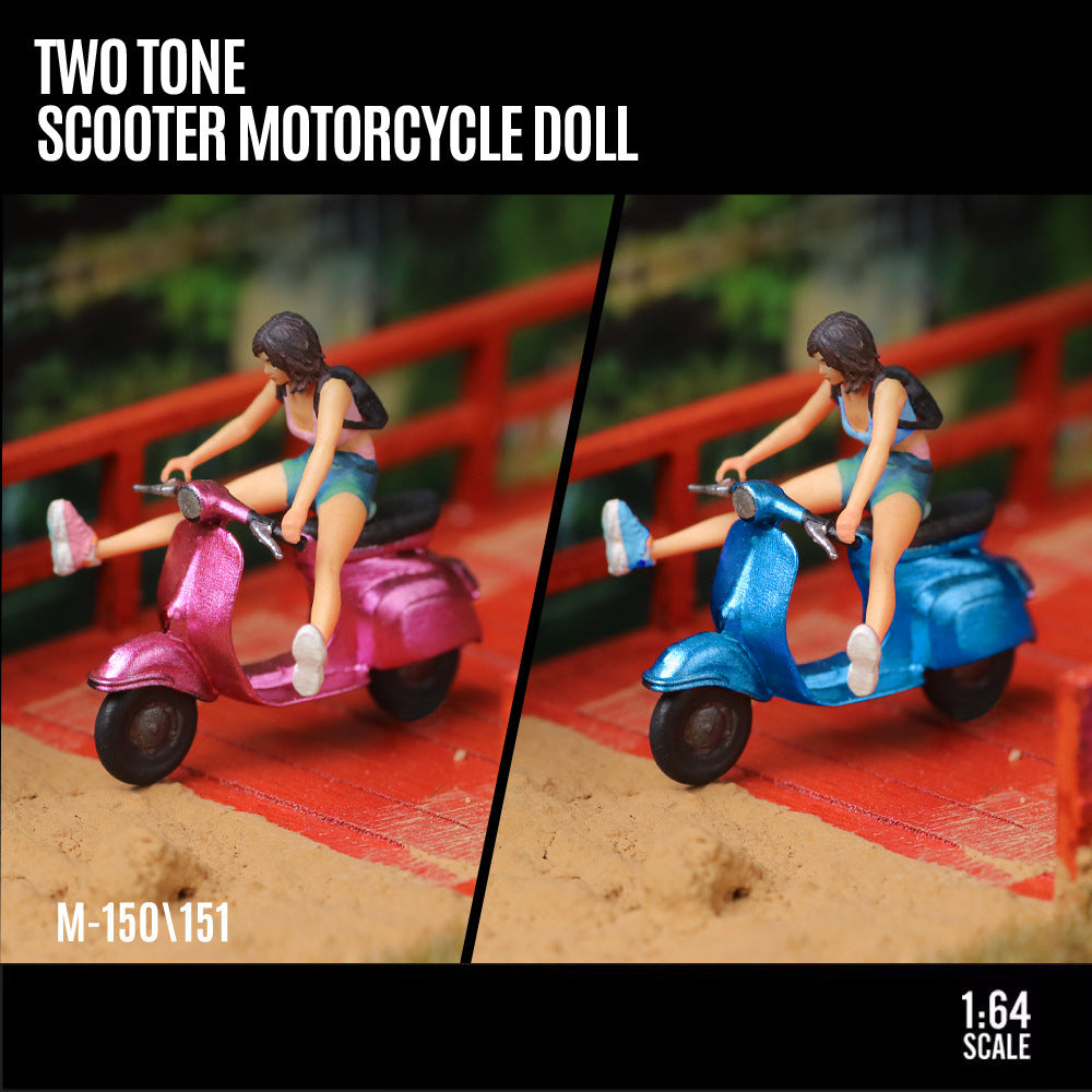 MoreArt 1:64 Two Tone Scooter Rider Resin Figure MODCOLS