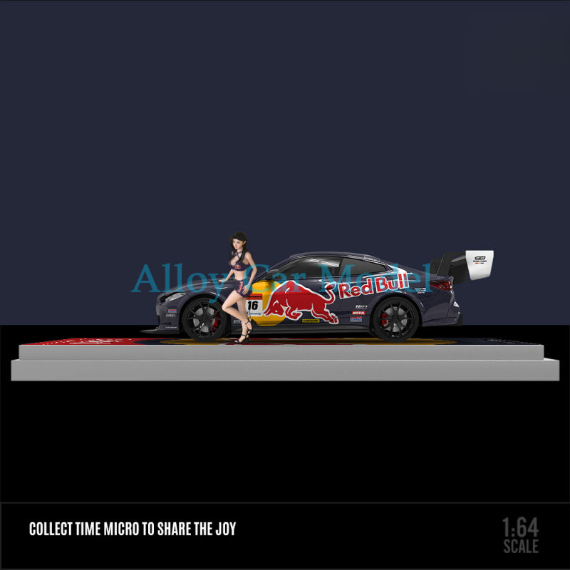 TIMEMICRO 1:64 BMW M4 Modified Red Bull Silver Bull Diecast Car Model MODCOLS