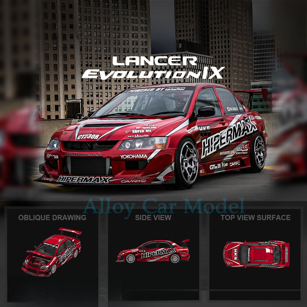 TM 1:64 Mitsubishi EVO 9 HIPERMAX Diecast Model with Opening Hood MODCOLS