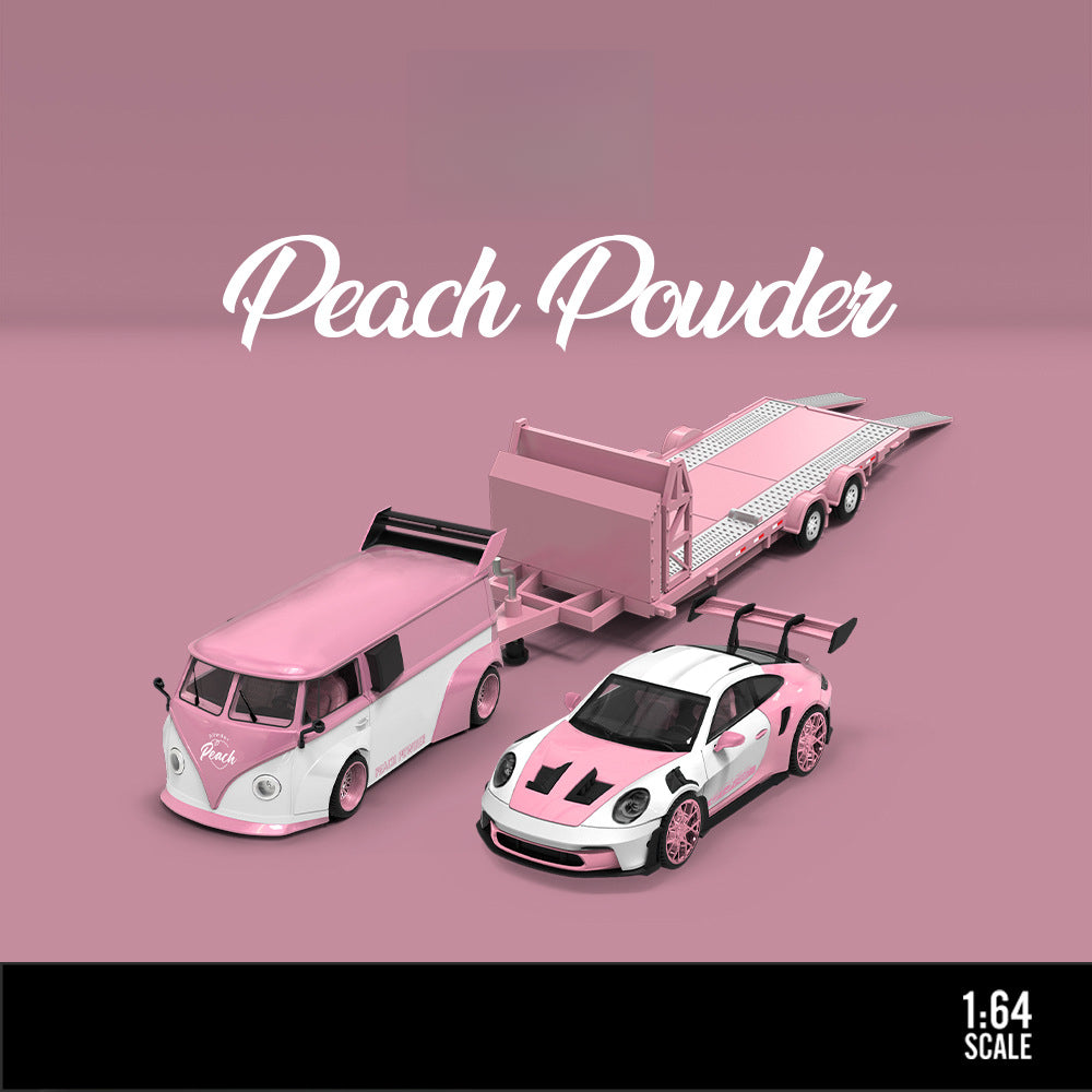 TimeMicro 1:64 Peach Pink Trailer Car Model Set MODCOLS