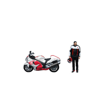MoreArt 1:64 Suzuki GSX1300R White & Red Motorcycle Resin Figure Set MODCOLS